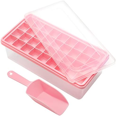 Silicone Ice Cube Tray with Leak-Proof Lid & Storage Bin for Freezer