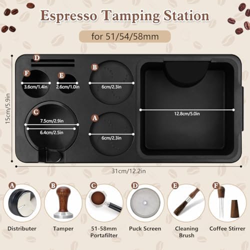 Y-Step Espresso Knock Box, 8 in 1 Espresso Tamping Station ABS for