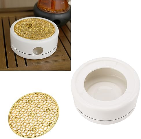 Teapot Warmer, Circular Concave Ceramic Tea Warmer with 11.8cm Gold