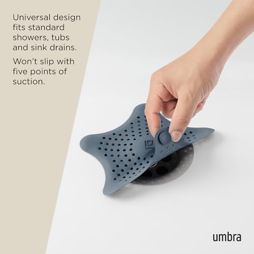 Umbra Starfish Hair Catcher, Suction Cup Drain Cover, 6-Inch, Slate