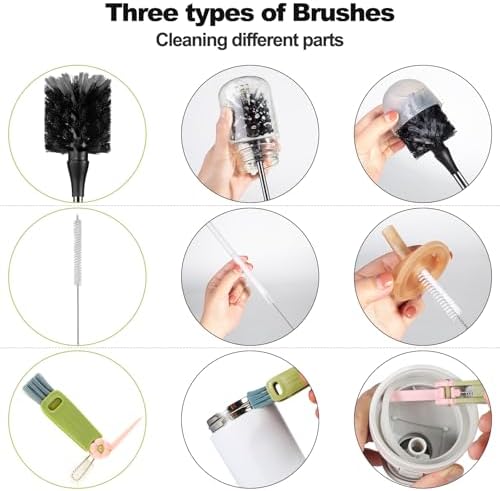 4 Pack Bottle Brush Set with Straw and Lid Brushes