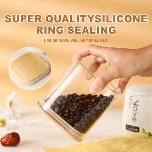 4-Pack Square Glass Containers with Bamboo Lids, 24 fl oz