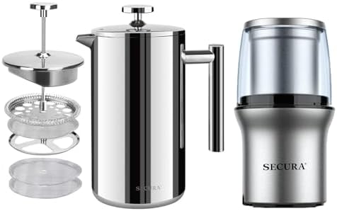 Secura Electric Coffee Grinder and French Press Coffee Maker