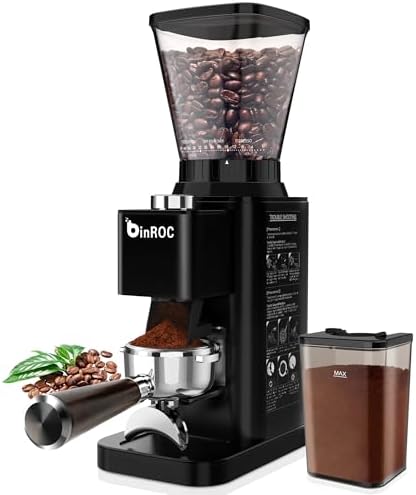 binROC Electric Conical Burr Coffee Grinder, Black