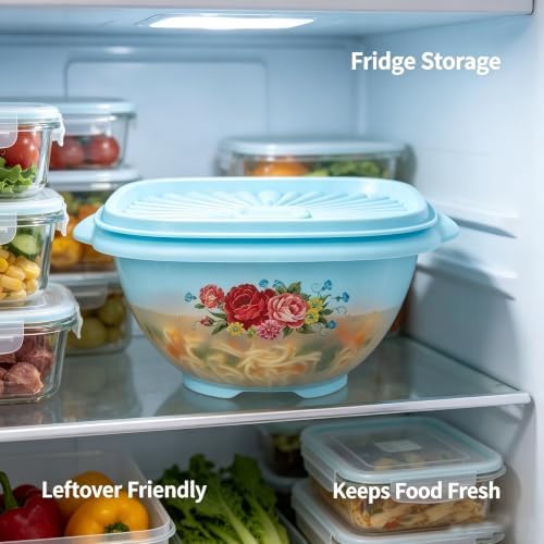 8 Piece Nesting Plastic Bowl Set With Matching Lids, Teal, Multi-Size