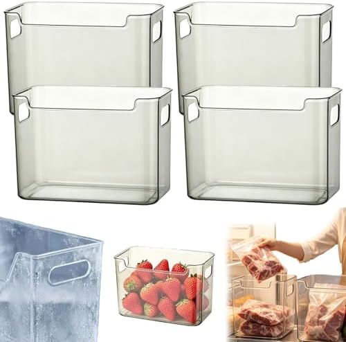 Clear Freezer Storage Bins,4pc Bottom Drawer Freezer Storage Bins