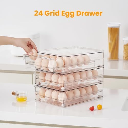 vacane 24 Capacity Egg Holder for Refrigerator, Egg Drawer for Fridge
