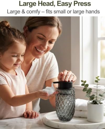 2 Pack Grey Glass Foaming Soap Dispensers
