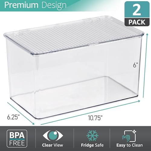 Sorbus Clear Storage Bins with Lids, Large