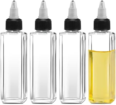 Sliverdew 4 Pcs Oil Squeeze Bottles 3.4 OZ Empty Bottles with Twist