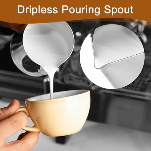 2 Pcs Stainless Steel Milk Frothing Pitcher - 20oz (600ml), Espresso