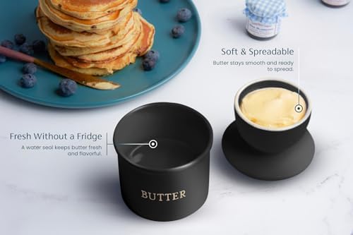 Kook French Butter Crock, Ceramic, with Lid, Farmhouse Collection