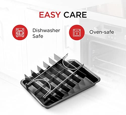 Elbee Home Brownie Pan with Dividers, 13 x 9 Inch Nonstick Carbon