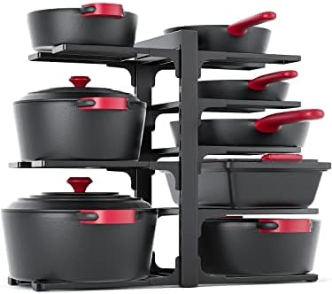 MUDEELA 8-Tier Pots and Pans Organizer, Black