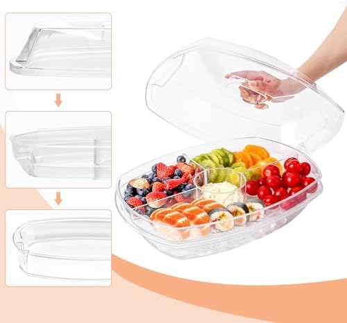 IVYHOME Fruit Ice Serving Tray, Chilled Veggie Tray, Shrimp Cocktail