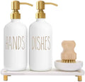 MOMEEMO Soap Dispenser Set, Stainless Steel Pumps, Gold & White