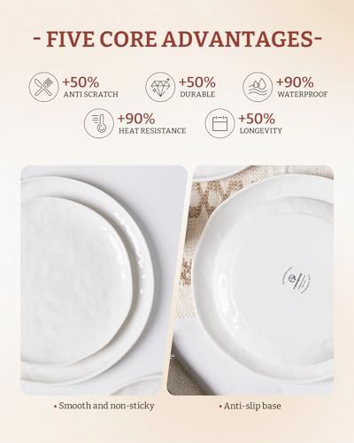 Famiware Porcelain Dinnerware Set for 6, 24-Piece, Polar White