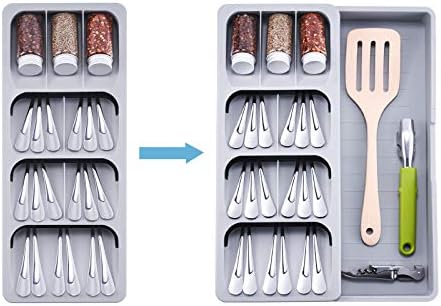 Expandable Kitchen Drawer Organizer, Adjustable Cutlery Trays and