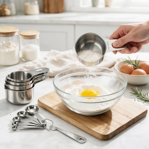 Bopei 14-Piece 18/8 Stainless Steel Measuring Cups and Spoons Set
