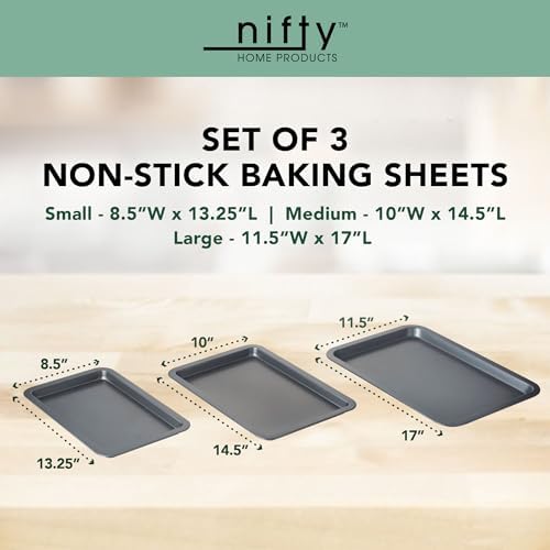 Nifty Cookie & Baking Sheets (Set of 3) – Non-Stick Coated Steel