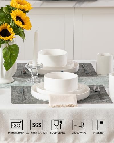 Sweejar Porcelain Dinnerware Sets for 4, 12 Pieces Ceramic Plates and
