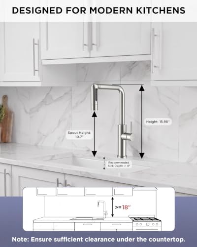 FORIOUS Waterfall Kitchen Faucet, Brushed Nickel