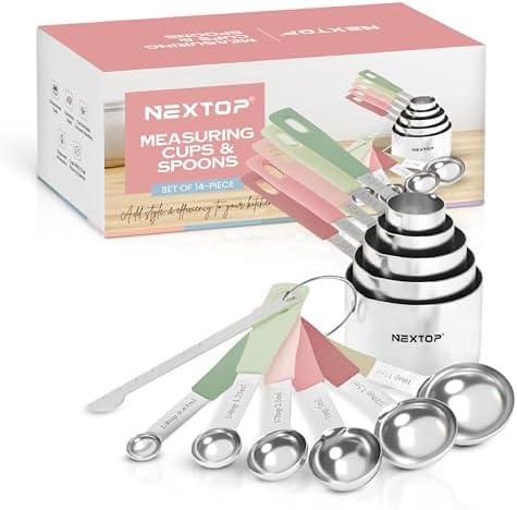 Nextop 14-Piece Stainless Steel Measuring Cups and Measuring Spoons