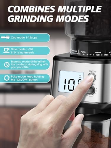 Homtone 51mm Stepless Conical Burr Coffee Grinder