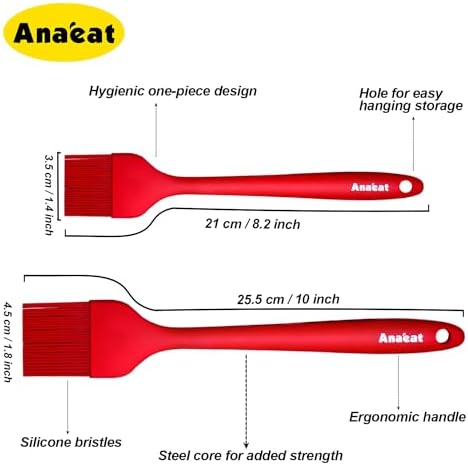 Anaeat High Heat Resistant Silicone Basting Pastry Brush Set of 2