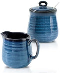 Ceramic Sugar and Creamer Container Set of 3,10 Ounce Cream Pitcher,11