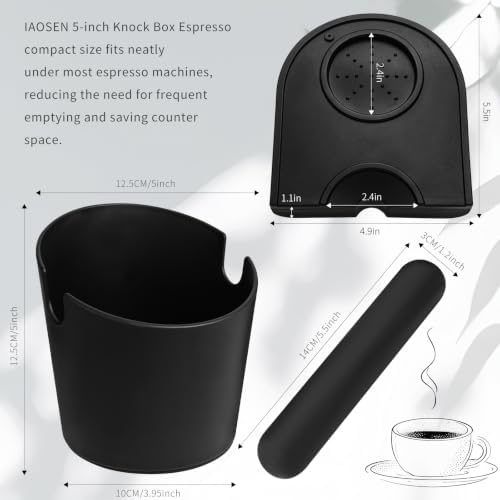 IAOSEN 5inch Knock Box Espresso Knock Box Silicone coffee Tamper Mat