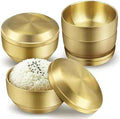 4Pcs Stainless Steel Rice Bowl with Lid 4.7In, 13 oz Double-Walled Insulated Metal Snack Bowls, Small Metal Serving Bowls, Appetizer Bowls Gold for Sauces, Noodles, Ice Cream, Oat, Cereal (4)