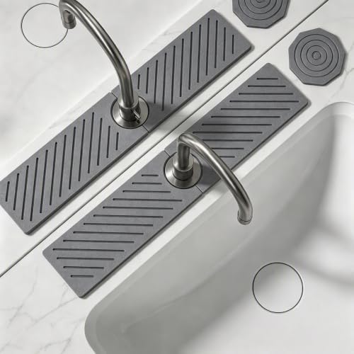 Stone Faucet Mat for Kitchen Sink, Dark Gray, 23.6" x 3.9"