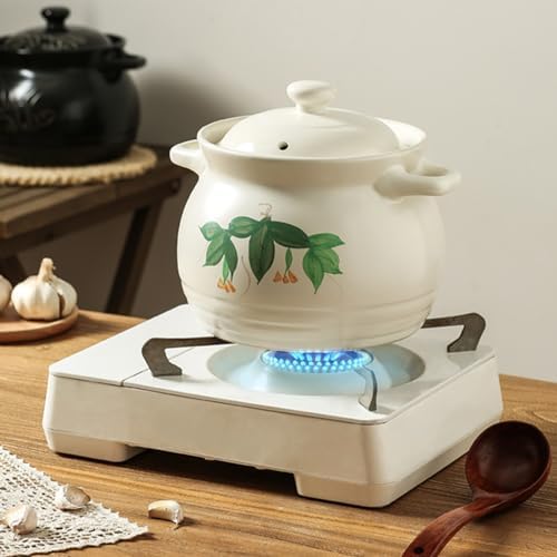 Ceramic Casserole Clay Pot with Lid, Earthenware Casserole Pot