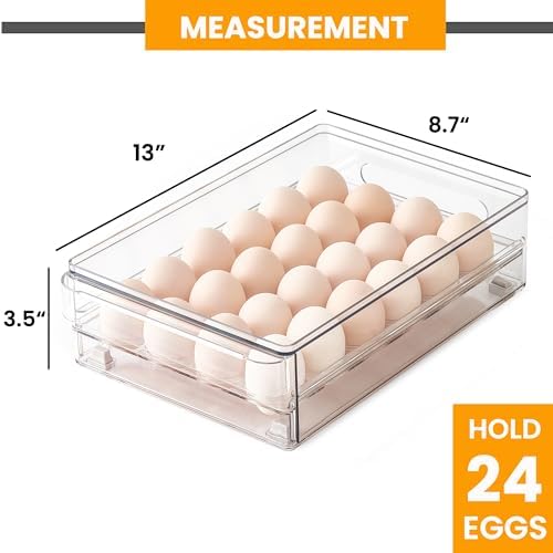 vacane 24-Egg Drawer for Fridge, Clear