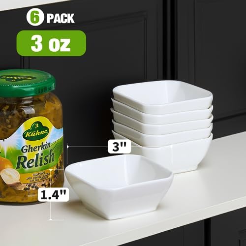 Mfacoy 6 Pack Soy Sauce Dishes, 3 oz Ceramic Dipping Bowls, Pinch