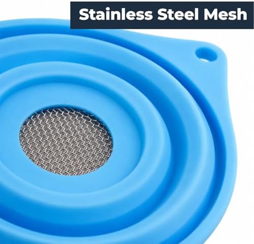 Vespara 2 Pack Collapsible Fine Mesh Strainer, 4 Inch Silicone Funnel