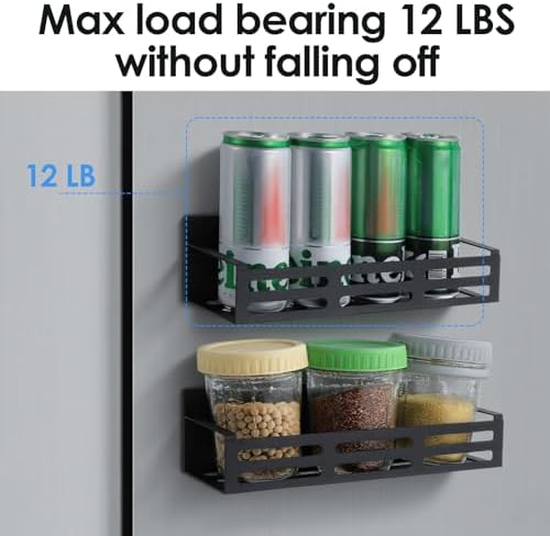 3-Pack Black Magnetic Spice Rack with Paper Towel Holder