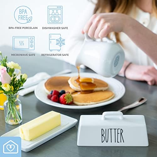 Heartland Home Porcelain Covered Butter Dish with Lid for Countertop