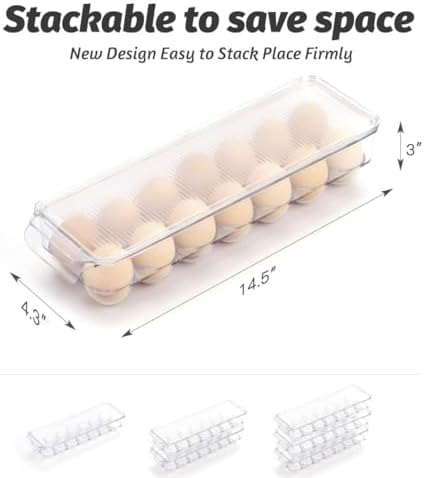 Egg Holder for Fridge with Lid, 28 Eggs, Pack of 2