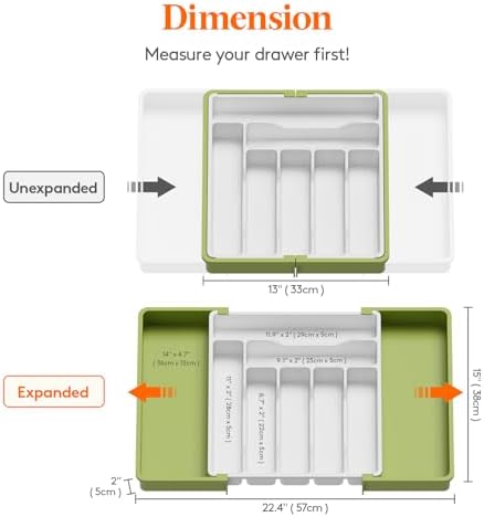 Lifewit Expandable Silverware Drawer Organizer, Kitchen Utensil Tray