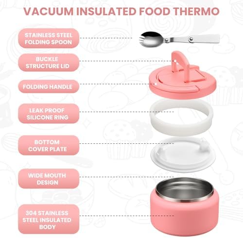 Itslife 13.5oz Vacuum Insulated Soup Thermo for Hot Food, Kids Lunch