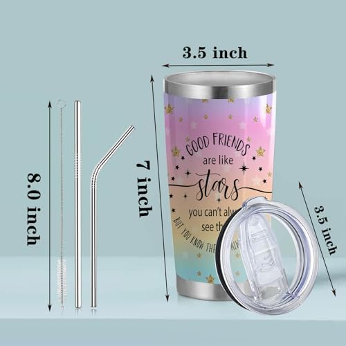Friendship Gift 20oz Tumbler with Lid Straw(Good Friends-Star)