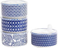 Selamica 14 OZ Ceramic Bowls with Lids, Set of 4, Vintage Blue