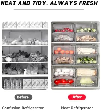 Stackable storage drawers, clear pull-out organizer with handles and