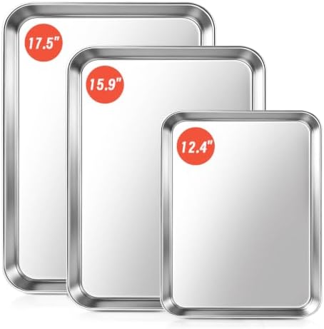 Stainless Steel Baking Sheet Set, Half and Quarter Cookie Pans