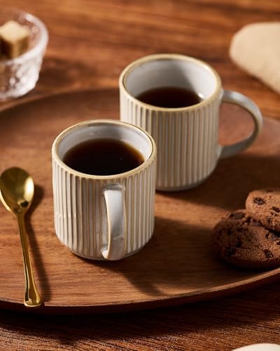 famiware 3oz Espresso Cups and Saucers, Set of 4, Cappuccino White