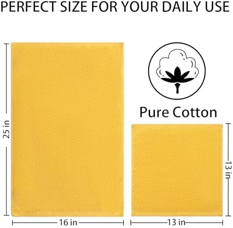 8 Pack 100% Cotton Kitchen Towels and Dishcloths Set, 16 x 25 Inches