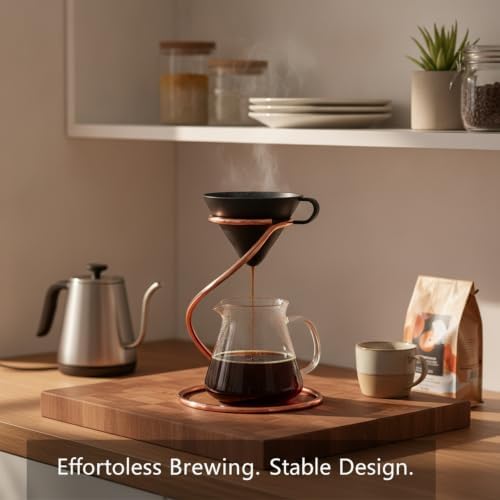 Pour Over Coffee Maker Stand with Dripper, Metal Base for Stable