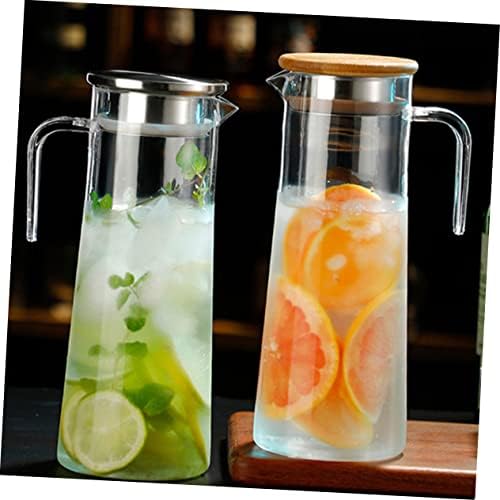 Acrylic Pitcher Elegant with Lid 1.2l Stainless Steel Wood Classic